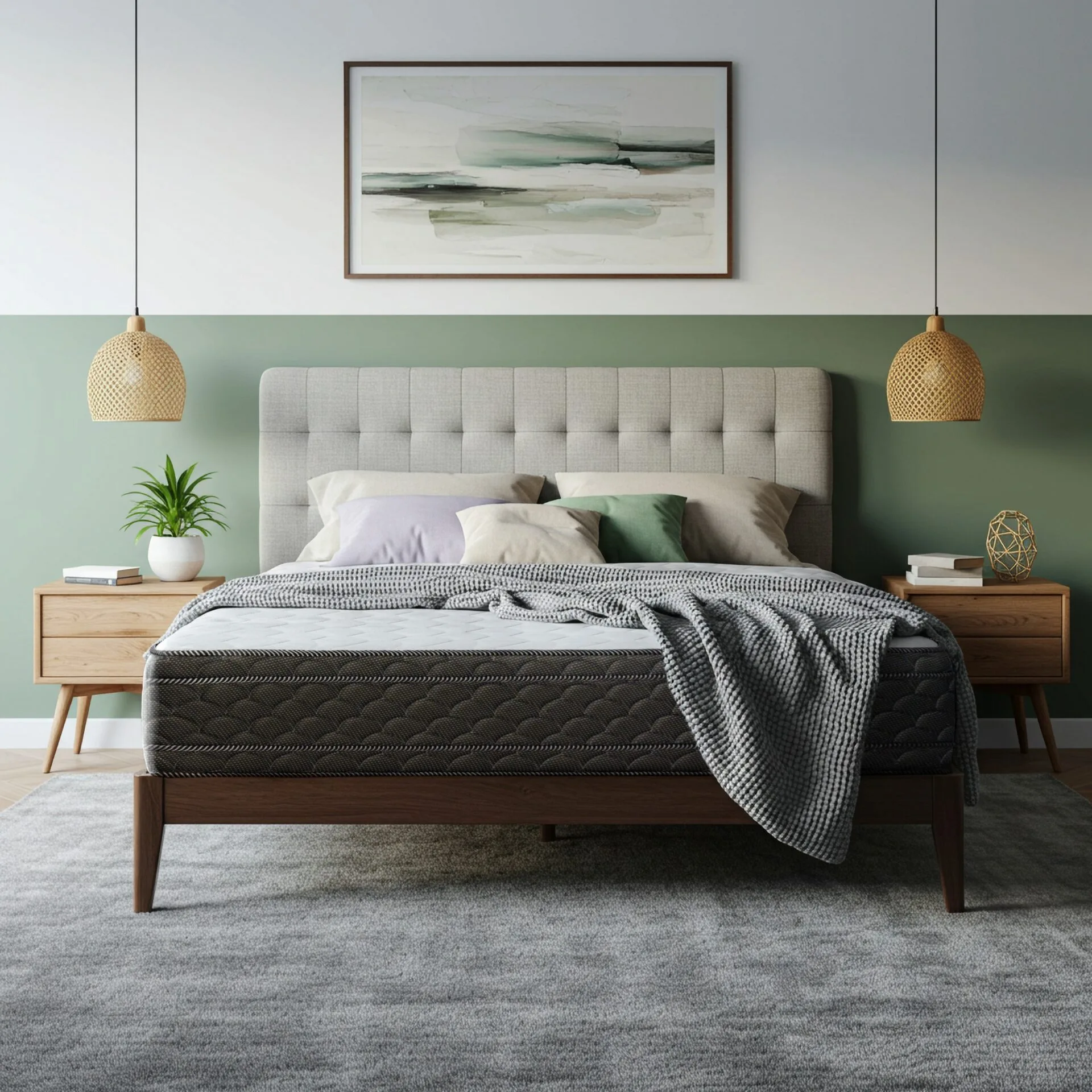 Colchón Bonell Reforzado de WeRest en dormitorio escandinavo Colchón Bonell Reforzado WeRest en dormitorio escandinavo con luz natural y muebles de madera.